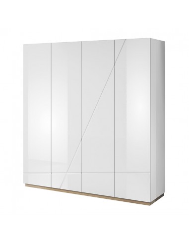 Armoire en érable à 4 portes Futura 11 Blanc / Chêne, Riviera, L200xL60xH216 cm ou a consommer sur place