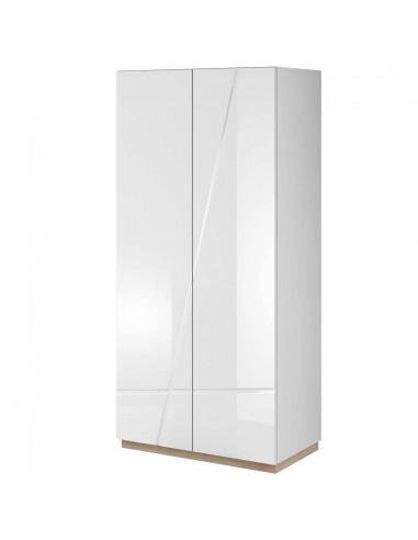 Armoire en bois clair à 2 portes Futura 01, Blanc / Chêne Riviera, L90xL51xH191 cm Livraison rapide