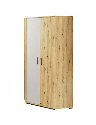 Armoire d'angle en bois avec 2 portes, pour enfants et jeunes, Qubic 01, Chêne Artisan / Gris, L95xW95xH195 cm suggérées chez