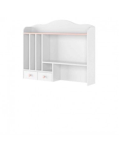 Bibliothèque suspendue en bois, avec 2 tiroirs, pour enfants et jeunes, Luna 04, Blanc/Rose, L107xP20xH85 cm d'Europe débarque