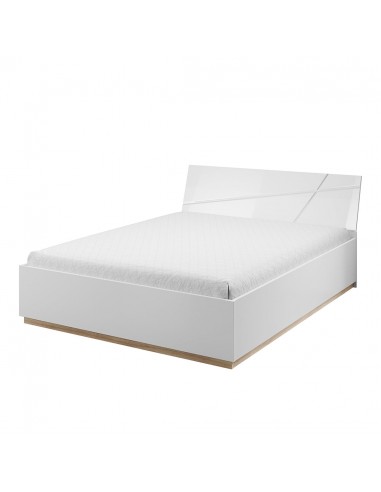 Lit Escamotable avec coffre de rangement, en bois, Futura 13, Blanc mat / Blanc brillant / Chêne Riviera les ligaments