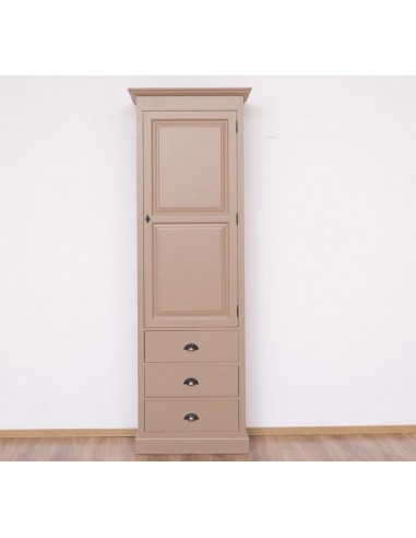 Armoire en bois de sapin avec 1 porte et 3 tiroirs, Pasy PS479 peint, L75XA40X220 cm brillant des détails fins