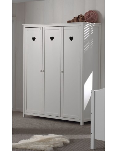 Armoire en bois en pin et MDF avec 3 portes, pour enfants blanc amoureuse, L159XA57XH190,5 cm est présent 