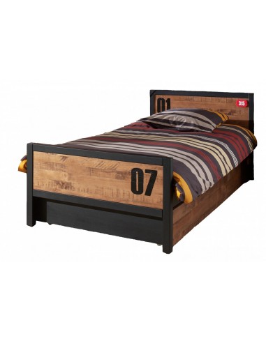 Pine Wood et lit MDF avec tiroir, pour les enfants Alex Natural / Black, 200 x 90 cm JUSQU'A -70%! 