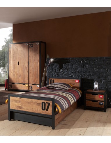 Ensemble de meubles de chambre à coucher et MDF, pour les enfants 4 pièces Alex naturel / noir, 200 x 90 cm 50-70% off 