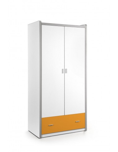 PAL et armoire en métal avec 2 portes et 1 tiroir, pour enfants blanc / orange, L96.5xa60xh202 cm À commander