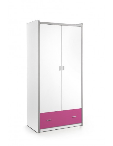 PAL et armoire en métal avec 2 portes et 1 tiroir, pour Bonny White / Fucsia Enfants, L96.5XA60XH202 CM soldes