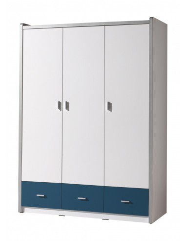 Cabinet PAL et métal avec 3 portes et 3 tiroirs, pour les enfants Bonny White / Blue, L140.5XA59XH202 CM le des métaux précieux