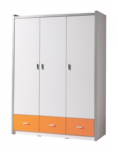 Cabinet PAL et métal avec 3 portes et 3 tiroirs, pour les enfants Bonny White / Orange, L140.5xa59xh202 cm prix