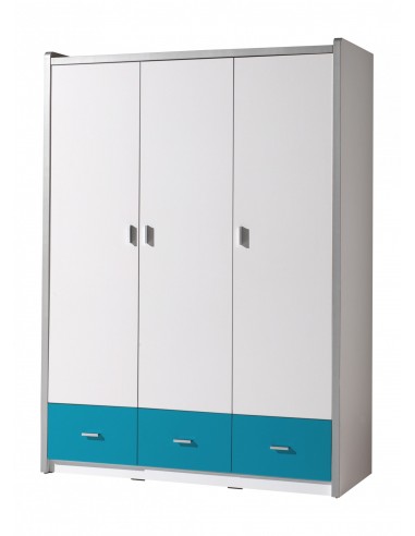 Cabinet PAL et métal avec 3 portes et 3 tiroirs, pour les enfants Bonny White / Turquoise, L140.5xa59xh202 cm l'achat 