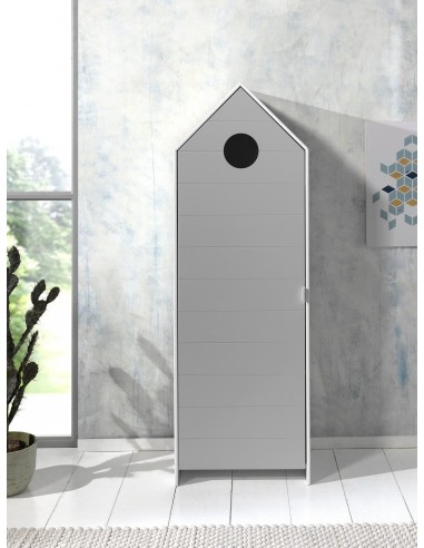 Armoire de type boîte MDF, avec 1 porte pour enfants gris / blanc, L57.6xa37xh171.3 cm Comparez plus de prix