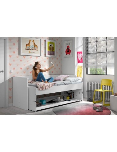 Lit de copain transformable avec bureau construit, pour les enfants Denver White, 200 x 90 cm pas cher