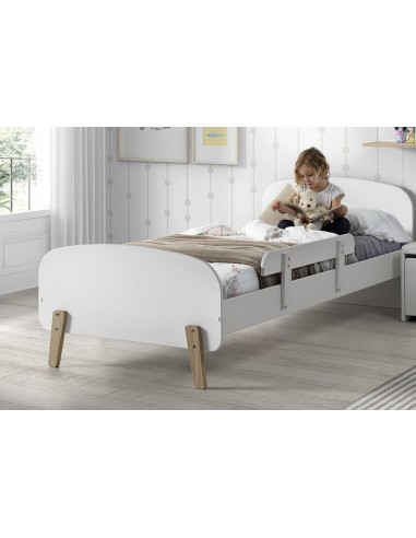 Lit en bois d'épingle et de mdf avec protection, pour enfants blanc kiddy, 200 x 90 cm Jusqu'à 80% De Réduction