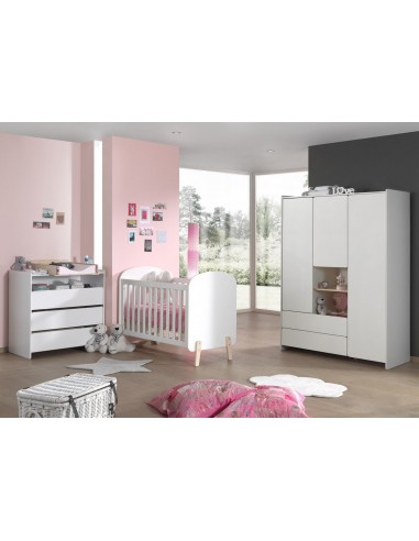 Ensemble de meubles en pin et MDF pour la salle de bébé, 4 pièces Kiddy White, 120 x 60 cm Economisez 