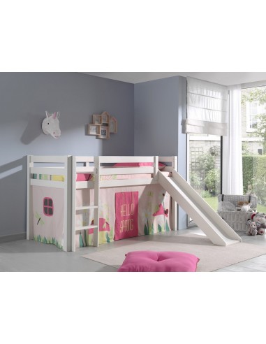 Pin - Lit de plancher de bois avec glissade pour enfants à printemps pino, 200 x 90 cm prix