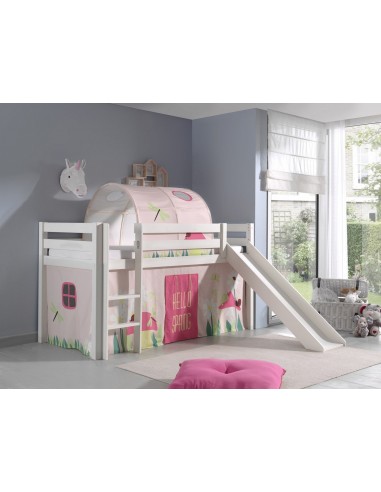 Pin de plancher en bois, avec tunnel et glissement pour enfants Pino Spring blanc, 200 x 90 cm Le MVP de beaucoup