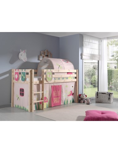 Pin de plancher en bois, avec tunnel et espace de jeu pour les enfants Pino Plus Spring Natural, 200 x 90 cm sur le site 