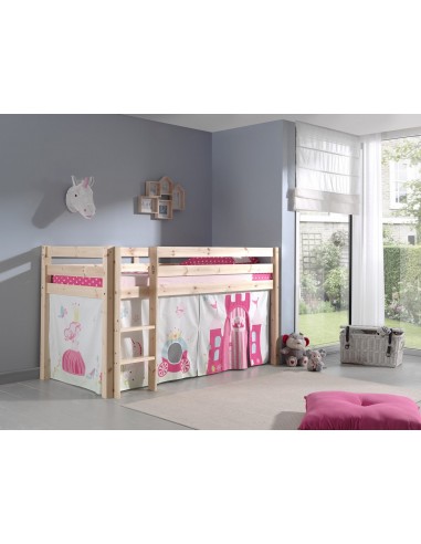 Lit de plancher en bois d'épingle, avec espace de jeu de Pino Princess Natural Children, 200 x 90 cm shop