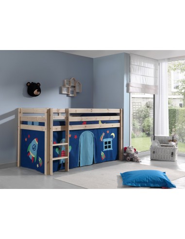 Lit de plancher en bois d'épingle, avec espace de jeu pour enfants Natural Pino Astro, 200 x 90 cm ouvre sa boutique