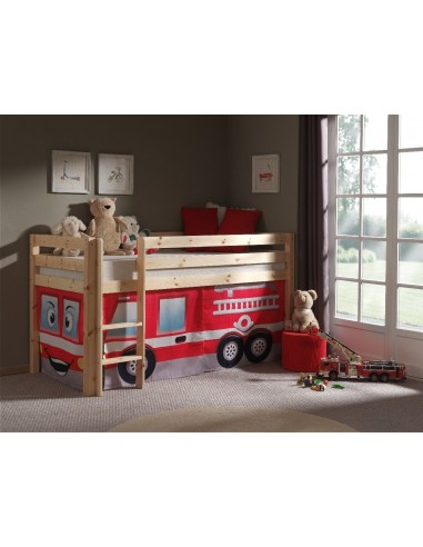 Pin de plancher en bois, avec espace de jeu pour enfants Pino Fire Rescue Natural, 200 x 90 cm paiement sécurisé