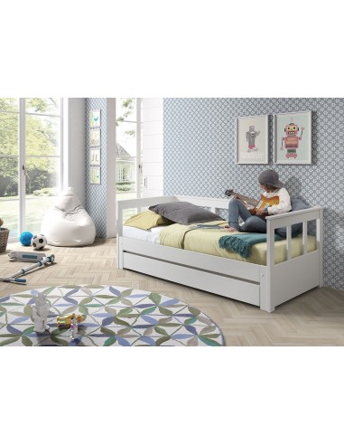 Lit extensible de bois de pin avec tiroir, pour enfants Pino Captain White, 90-180 x 200 cm en ligne