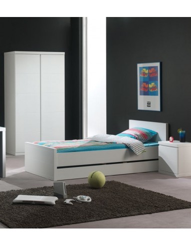 Ensemble de meubles de chambre en pin et en bois MDF, pour les enfants 2 pièces blanches, 200 x 90 cm les muscles