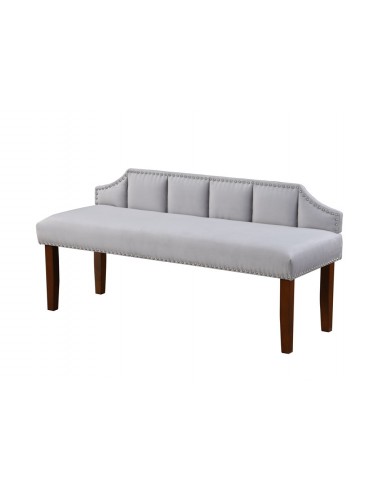 Banquette en tissu avec pieds en bois Windsor II, Gris clair/Chêne, L131,5xL48xH62 cm de pas cher