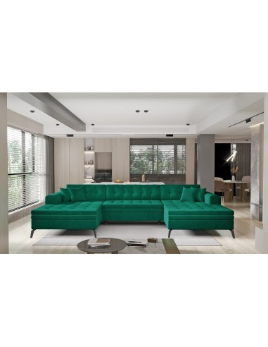 Coltar Extensibil Vertis Plus Verde cu Sezlong Universal (pe Stanga sau pe Dreapta), Perne Incluse, l350xA170xH93 cm soldes