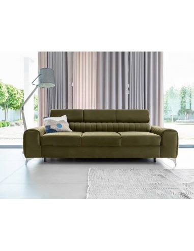 Canapea Extensibila, 3 Locuri, Tetiere Reglabile, tapitata cu stofa, Laurette Plus Verde Olive, l261xA97xH75-105 cm sur le site 