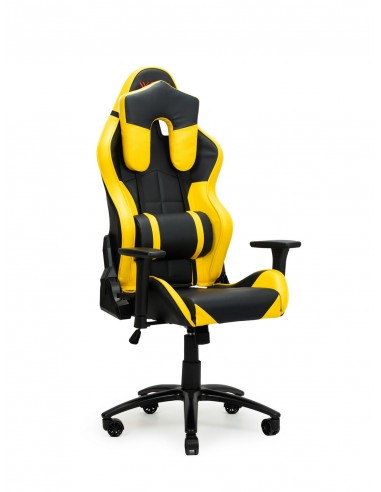 Chaise de jeu rembourrée en cuir écologique Wave Y-2576, Jaune / Noir, L68xH60xH135-145 cm 50-70% off 