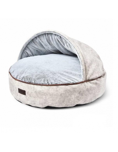 Lit rond pour animaux de compagnie, Cosy, Gris clair / Beige clair, Ø65xH40 cm Venez acheter