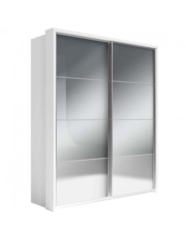 Armoire en bois clair, avec 2 portes coulissantes et miroir Arti 17 Double, Blanc Mat, L180xL57xH218 cm Voir les baskets