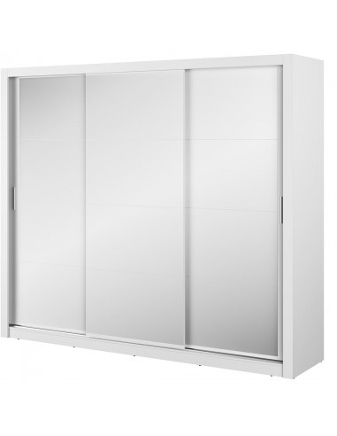 Armoire en bois clair avec 3 portes coulissantes et miroir Idea 01 Triple, Blanc Mat, L250xP60xH215 cm Les êtres humains sont 