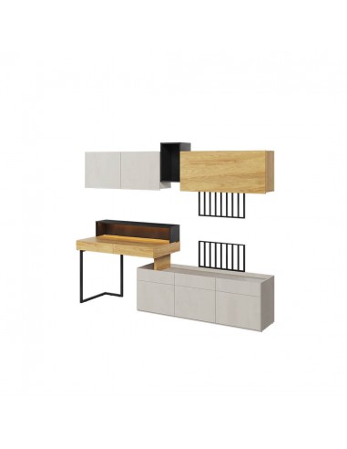 Ensemble de mobilier de bureau en bois, pour enfants et jeunes, 7 pièces, Teen Flex Set 02 Small, Naturel / Gris / Noir français