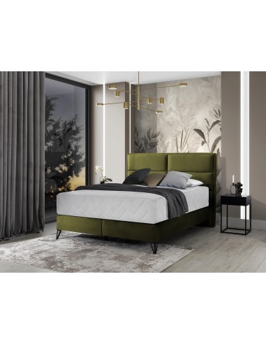 Pat tapitat cu stofa, Safro Boxspring Verde Olive de France