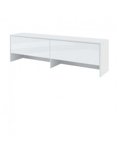 Armoire suspendue à 2 portes, en bois, BC09 Small Horizontal, Blanc Brillant, L211xW46xH60 cm la chaussure