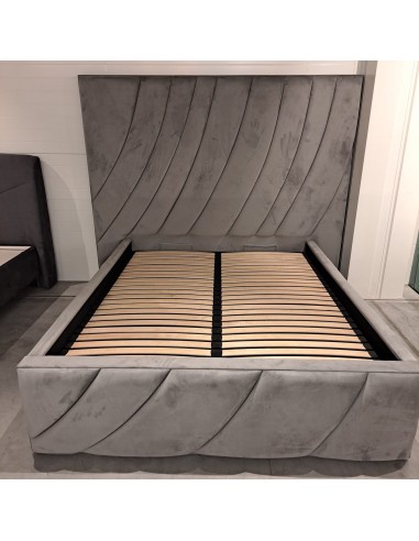 Lit rembourré en tissu, Cadre de lit pliant avec espace de rangement, Belleza Gris Comparez et commandez 