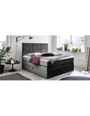 Lit pliant avec coffre de rangement, recouvert de tissu, York Boxspring, Velours Anthracite pas cher