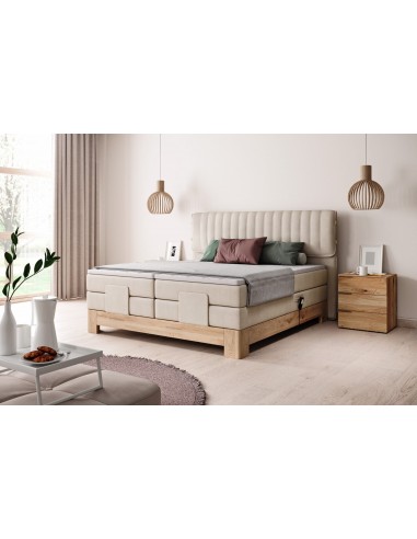 Pat cu reglaj electric, tapitat, Elsales Boxspring Wood Livraison rapide