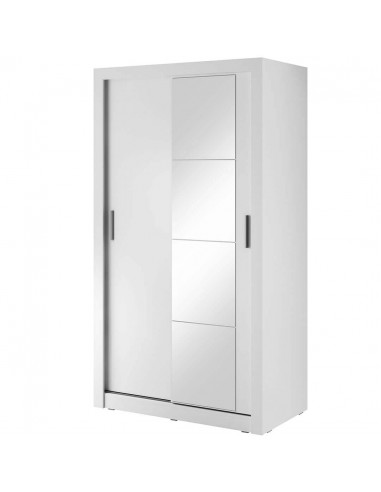 Armoire en bois clair, avec 2 portes coulissantes et miroir Arti 06, Blanc Mat, L120xP60xH215 cm de l' environnement