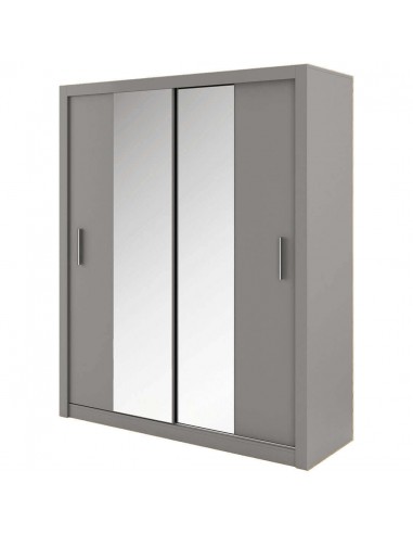 Armoire en bois clair avec 2 portes coulissantes et miroir Idea 03, Gris Mat, L180xP60xH215 cm du meilleur 