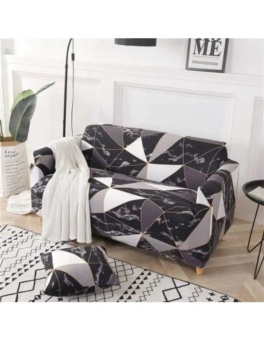 DARK GEOMETRIC - Housse extensible pour canapé et fauteuil une grave pollution 