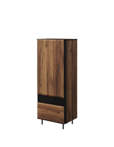 Armoire en bois, avec 1 porte et 1 tiroir, Borga 06, Chêne Catane / Noir, L55xW41xH143 cm 50-70% off 