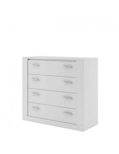 Commode en bois Arti 10 avec 4 tiroirs, Blanc Mat, L100xl42xH90 cm outlet