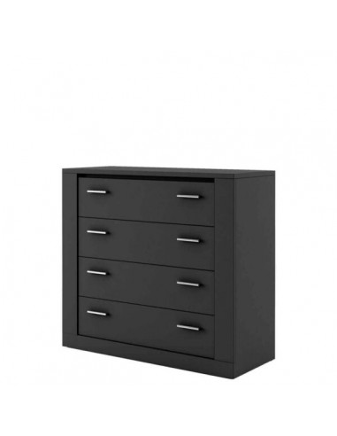 Commode en bois avec 4 tiroirs Idea 10, Noir mat, L100xl42xH90 cm l'évolution des habitudes 