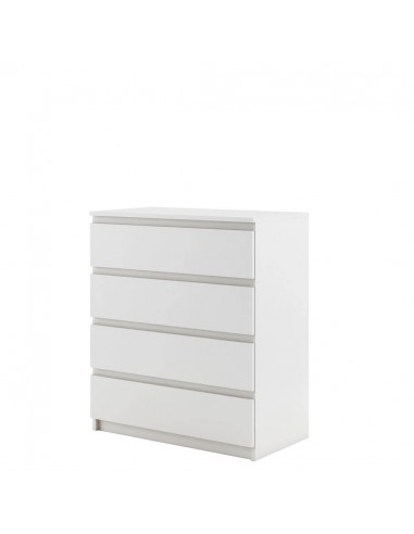 Commode en bois avec 4 tiroirs Idea 06, Blanc Mat, L73xW40xH85 cm de technologie