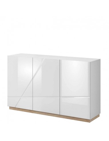 Commode à 3 portes Futura 07 Large, Blanc / Chêne Riviera, L150xL41xH91 cm de votre