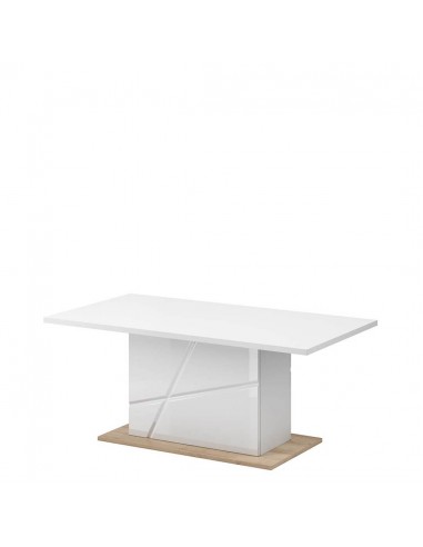 Table basse en peuplier Futura 09, Blanc / Chêne Riviera, L115x65xH51 cm la colonne vertébrale