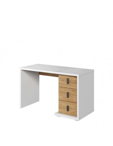 Table de bureau en bois, avec 3 tiroirs, pour enfants et adolescents, Simi 06, Naturel / Blanc, L125x55xH75 cm online